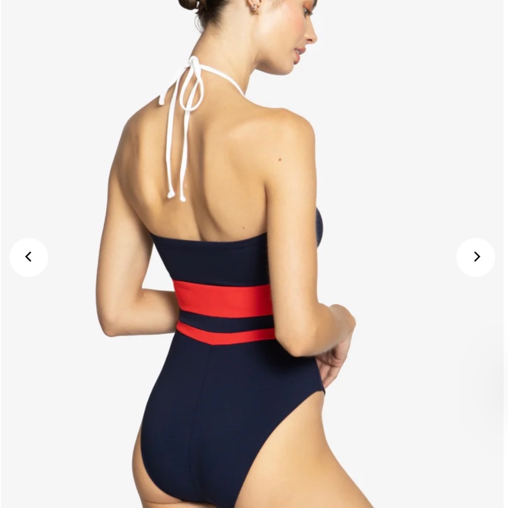 Robin Piccone NWT Babe Bandeau One Piece, Navy, Red & White Sz 10